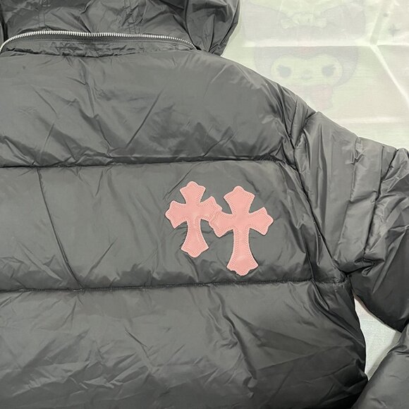 Chrome Hearts Black Down Jacket With Pink Cross Patch - Picture 10 of 13